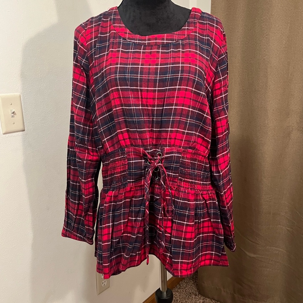 Lane Bryant Flannel Plaid Blouse